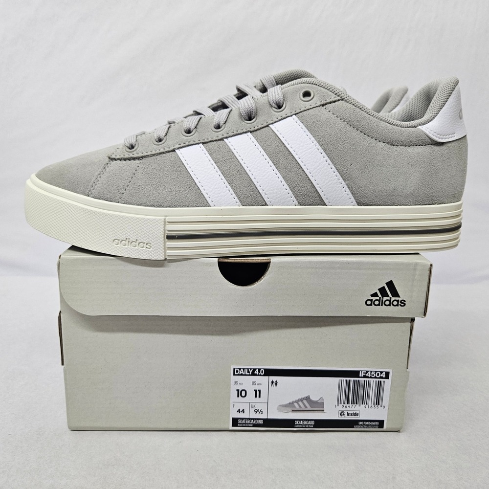 Adidas Daily 4.0 Skateboarding Shoes IF4504 Gray White Men's Size 10